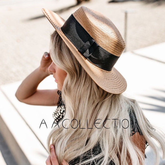 Beach sun hat wide brim band Raffia - Picture 4 of 4